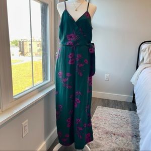 Lush Floral Print Wrap Jumpsuit